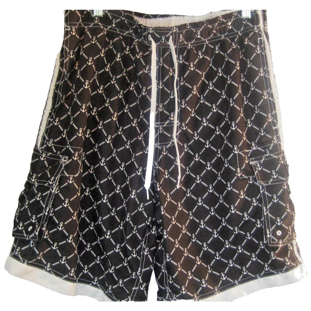 Mens Uzzi Amphibious Black Poly Swim Board Shorts Trunks sz Lg x 10